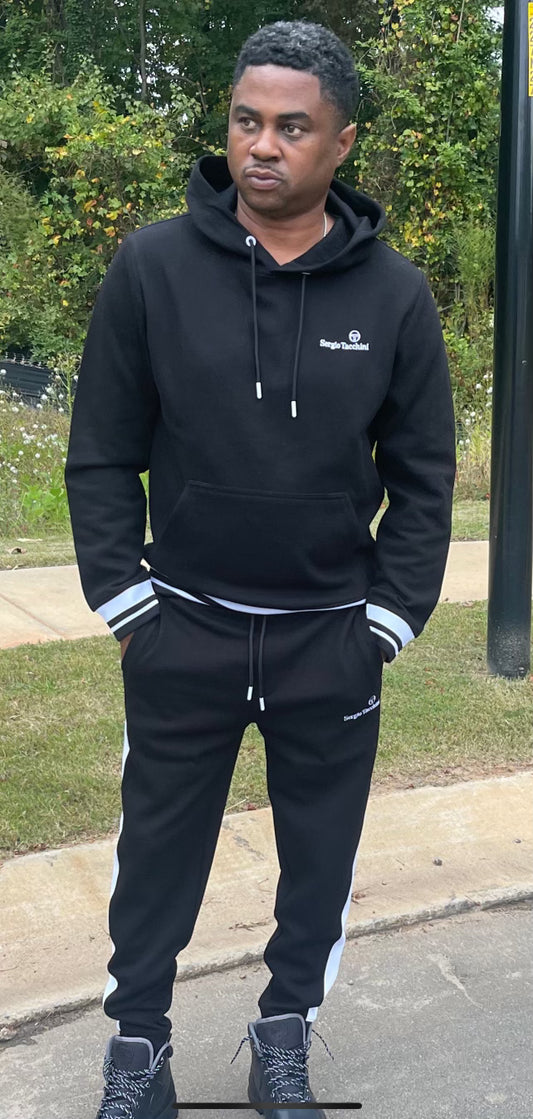 Sergio Tachinni Tennis Black Hoodie Sweat suit